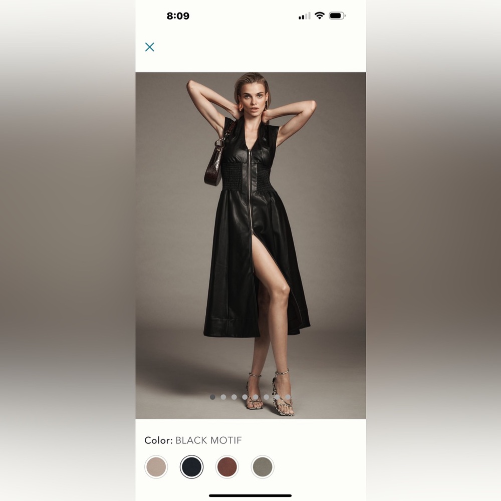 Anthropologie Tommie Faux Leather Black Dress